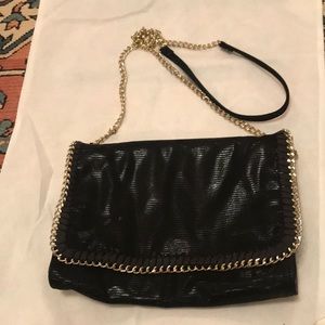 INC Black Crossbody bag with Gold Chain detail